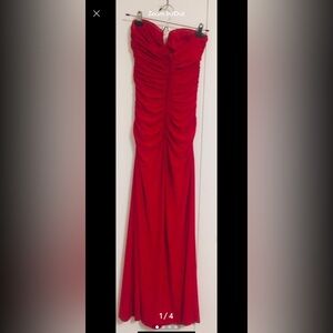 Adrianna Papell Strapless, Floor Length, Red Dress